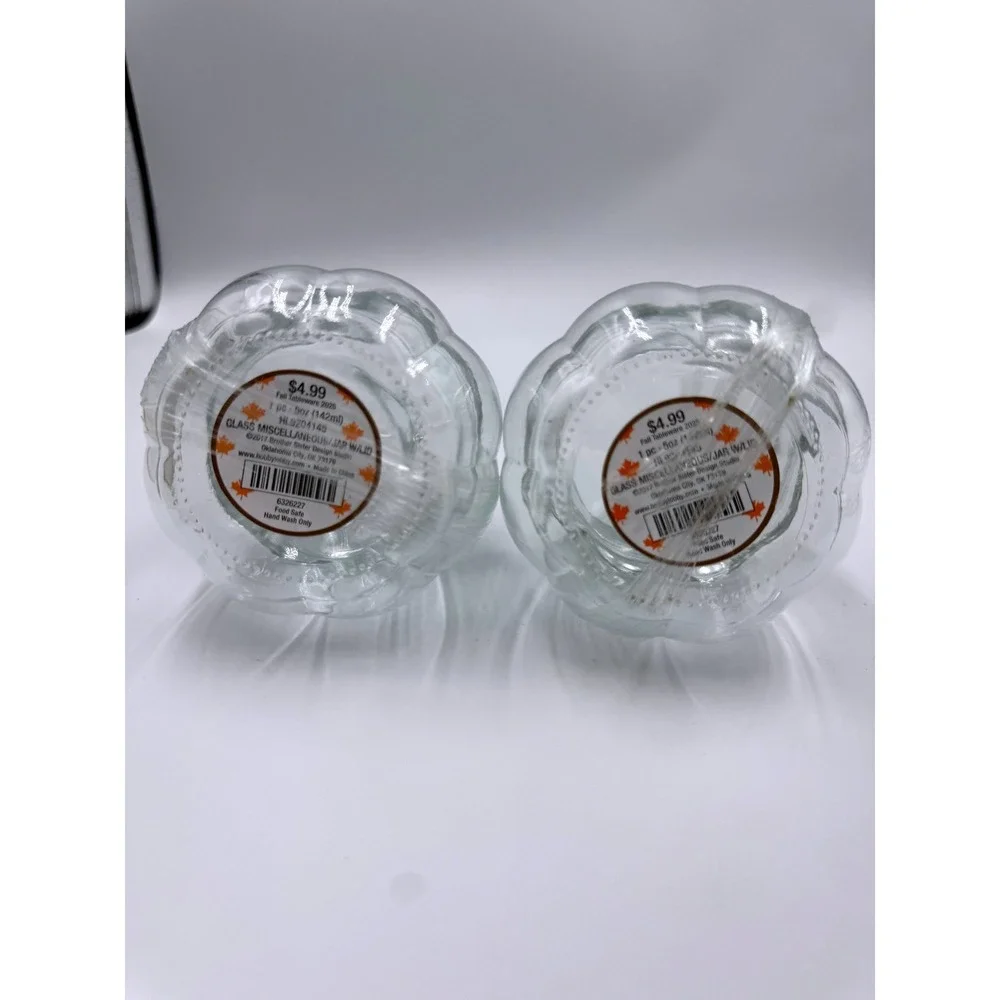 Glass Pumpkin Plate and 2 Lidded Jars Set